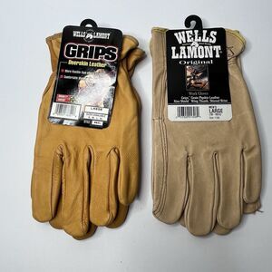 Vintage Wells Lamont Deerskin Pigskin Leather Grip Gloves Size Large 2 Pairs NOS
